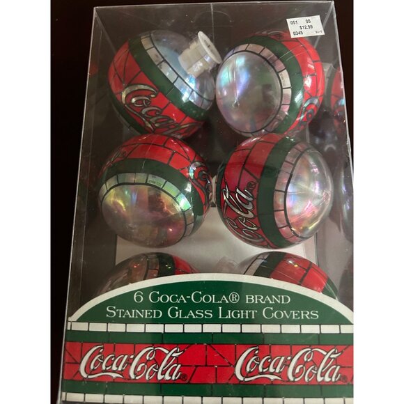 Coca-Cola Stained Glass Light Covers 6-Pack By Cavanagh Christmas Collectibles - Picture 4 of 7